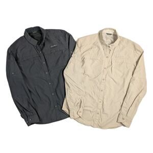 2x EDDIE BAUER Adventurer Pro Field Shirts Women's Size Small Black Khaki Beige